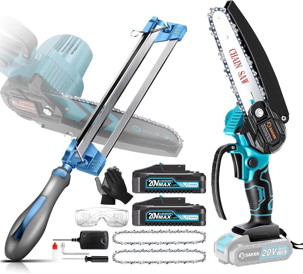 Saker Chainsaw Sharpener for 3/8''LP Saw Chain Mini Chainsaw,6 Inch Portable Electric Chainsaw Cordless