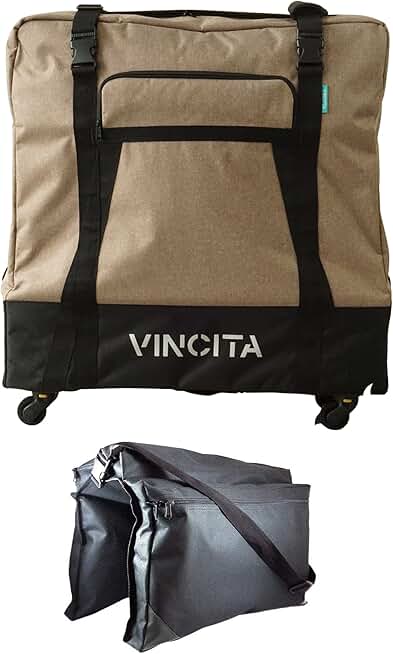 Vincita Sightseer 3.5 Soft Transport Bag for Brompton Folding Bicycle - with Garment Bag, Four Detachable Wheels and Shoulder Strap Brompton Bike Bag Lightweight Solution for Air Traveling