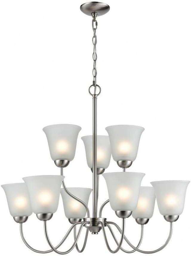 Thomas Lighting Conway 9-Light Chandelier in Brushed Nickel with White Glass