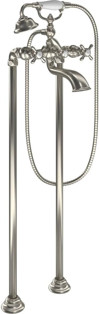 Moen S22105BN Weymouth Two Handle Tub Filler with Cross-Handles and Handshower, Brushed Nickel