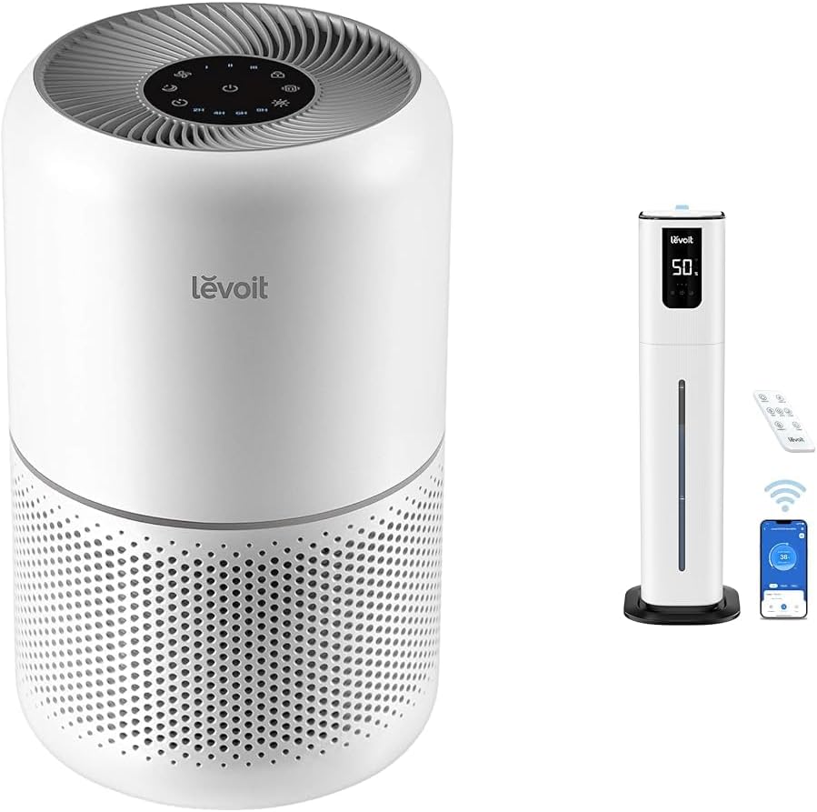 Levoit Air Purifier and Humidifier Bundle for Home Bedroom, Covers up to 1095 ft2, Lasts 100 Hours