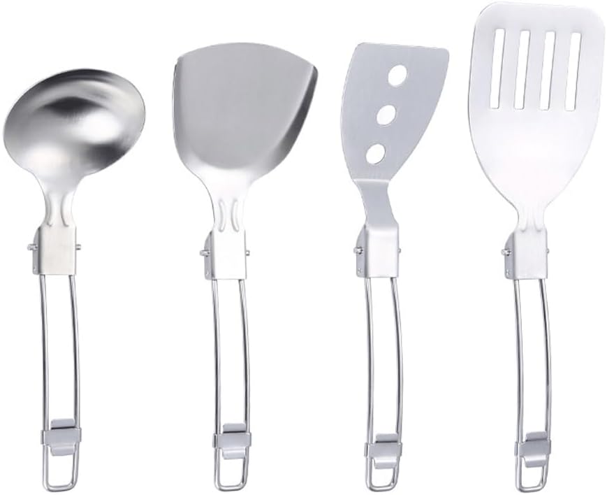 Stainless Steel Folding Spatula Outdoor Cooking Accessories Outdoor Camping Cooking Utensils