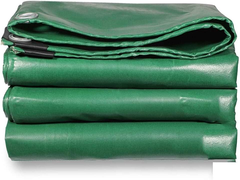 Heavy Duty Tarpaulin Green Tarp Cover Waterproof UV Resistant Rot and Rip Proof Tarp with Grommets and Reinforced Edges（6X 10m/ 480g/m² ） (Size: 5mx7m)