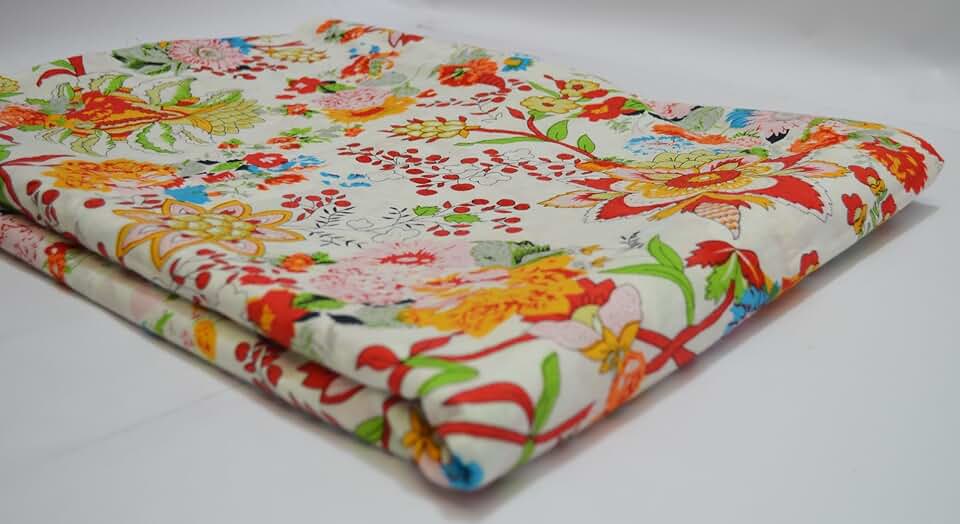 Scrren Print Dressmaking by The Yard Fabric 100% Cotton Floral Print Fabric for Sewing Crafting Ethnic Running Natural Dye Sanganeri Indian Fabric by The Yard 500 (50 Yard pre Cut)