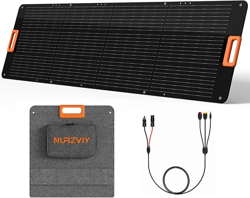 Portable Solar Panel 200 Watt Foldable 200W Solar Cell Solar Charger for Power Station, Waterproof w/Adjustable Kickstand XT60 Anderson DC 8mm Connector for Camping, Off Grid Living