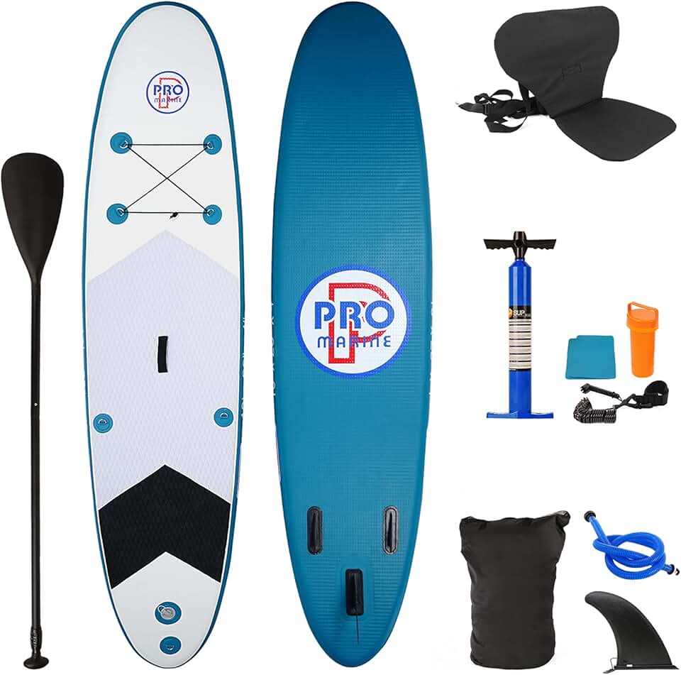 Inflatable Stand Up Paddle Board SUP Accessories & Backpack, Non-Slip Paddle Board, Leash, Paddle, Waterproof Backpack, Kayak Seat, Hand Pump, Repair kit for Youth & Adult