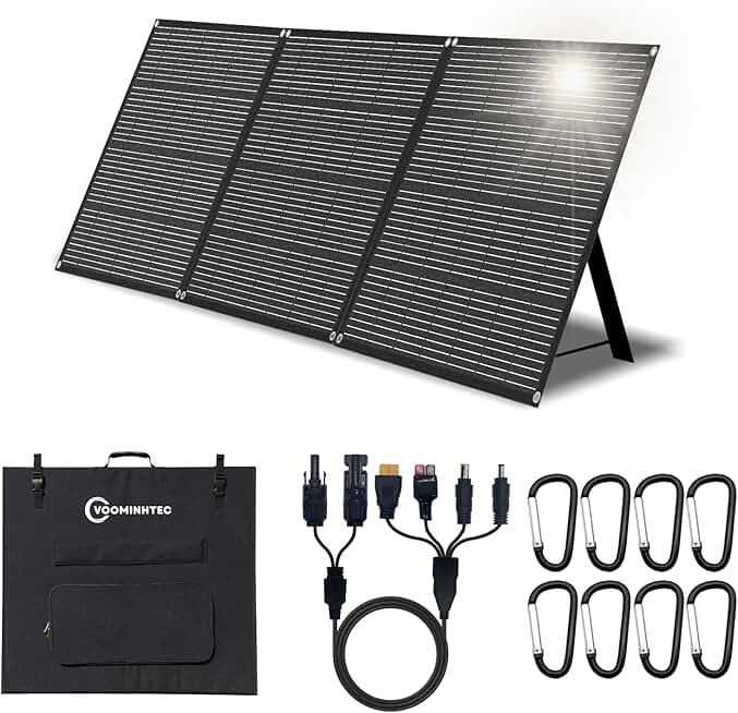 300W 18V Portable Foldable Solar Panel Monocrystalline ETFE 24% High Conversion Foldable Kickstand Ultra-Light Waterproof IP65 Solar Charger for 12V Battries and Power Station Off Grid Outdoor
