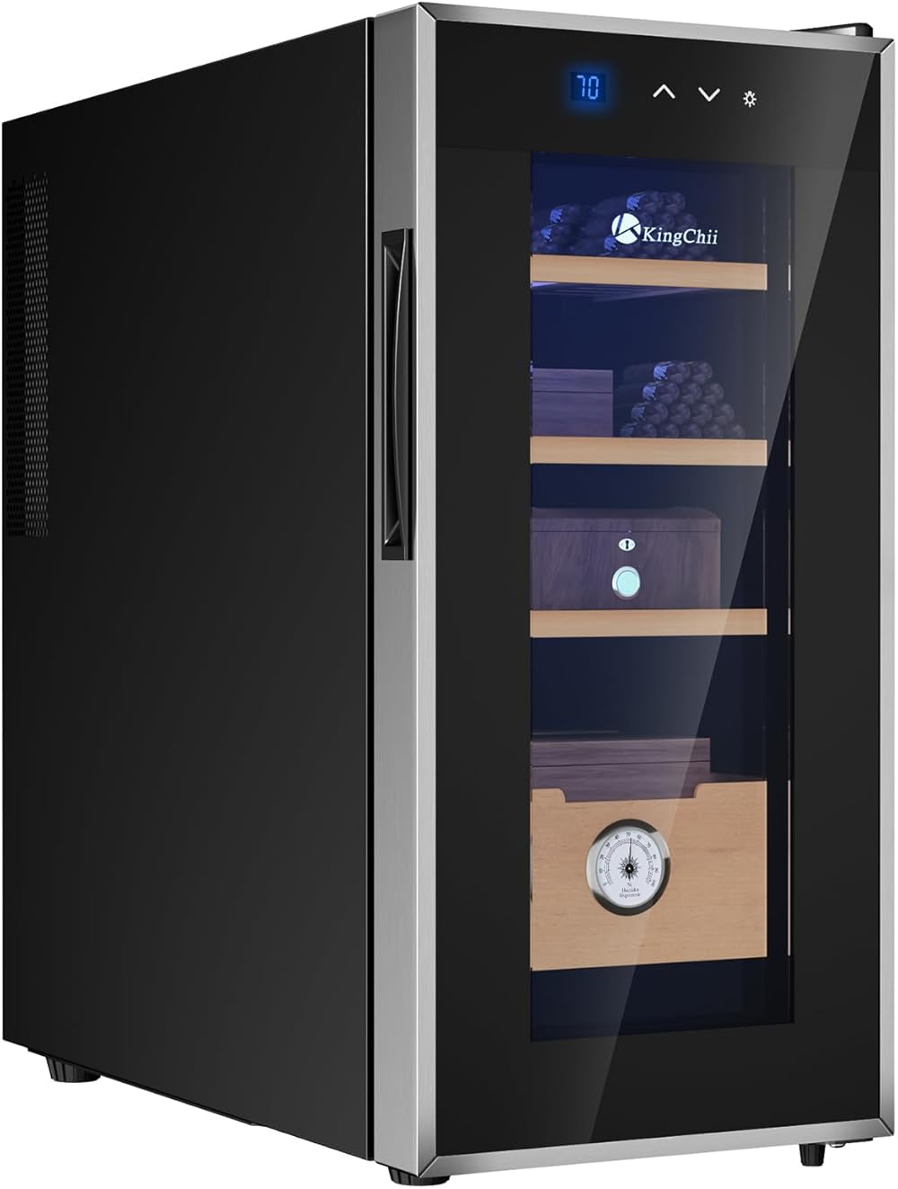 KingChii 26L Electric Cigar Humidors Temperature Control System, Cooling & Heating Humidor Cabinet with Spanish Cedar Wood Shelves & Hygrometer, Father's Day Gifts for Men