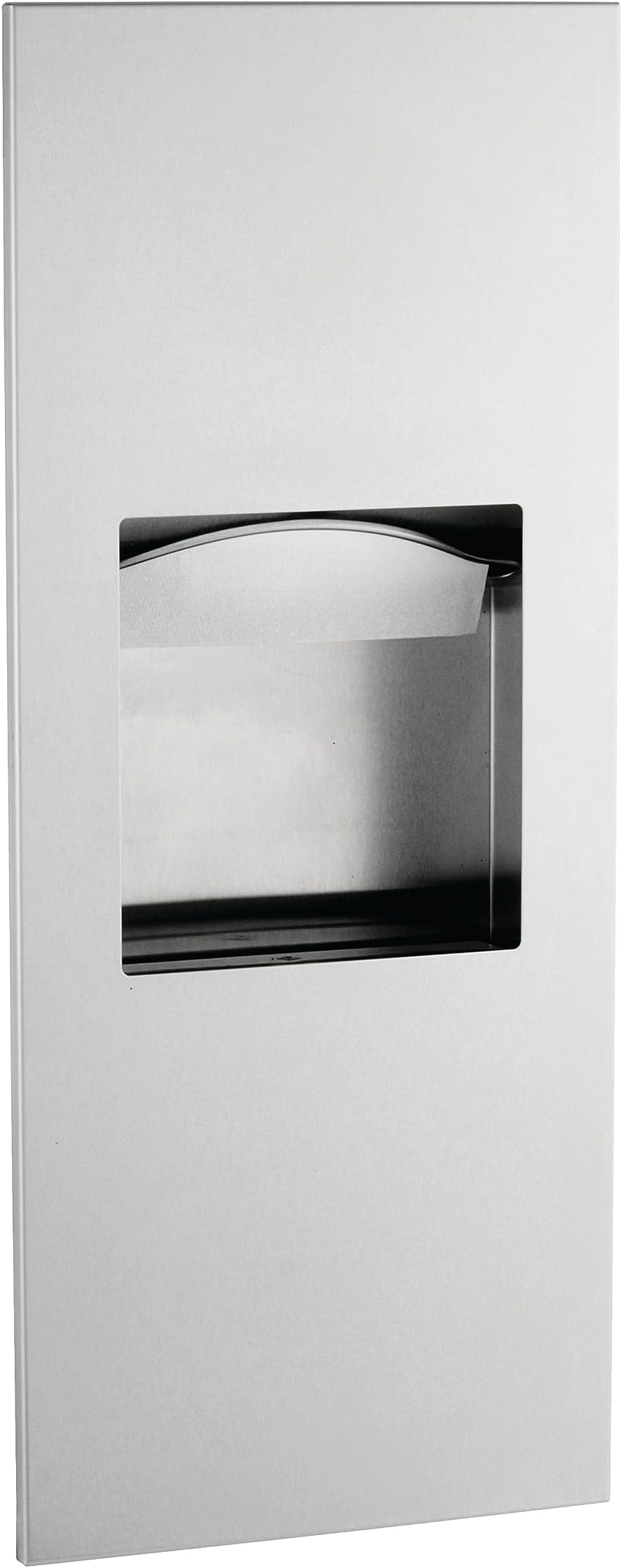 BOBRICK 36903 TrimLineSeries Stainless Steel Recessed Paper Towel Dispenser with 1.6-Gallon Waste Receptacle
