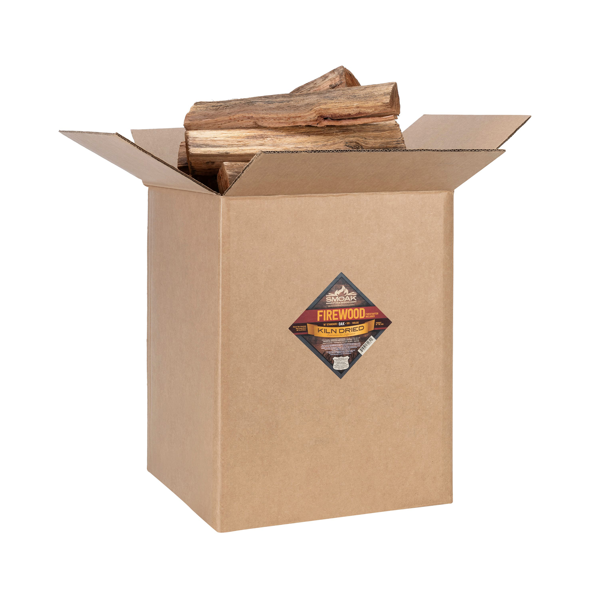 Smoak Firewood - Kiln Dried Premium Oak Firewood XL  (Includes Firestarter/ 16inch Logs 120-140lbs)