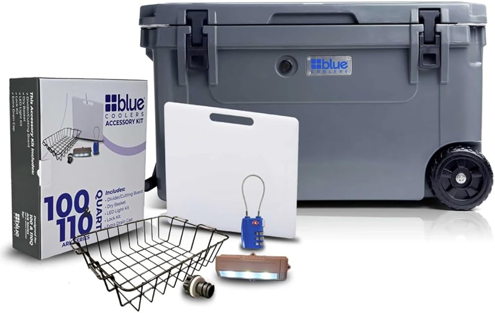 110 Quart Gray Wheeled Cooler with Accessory Kit …