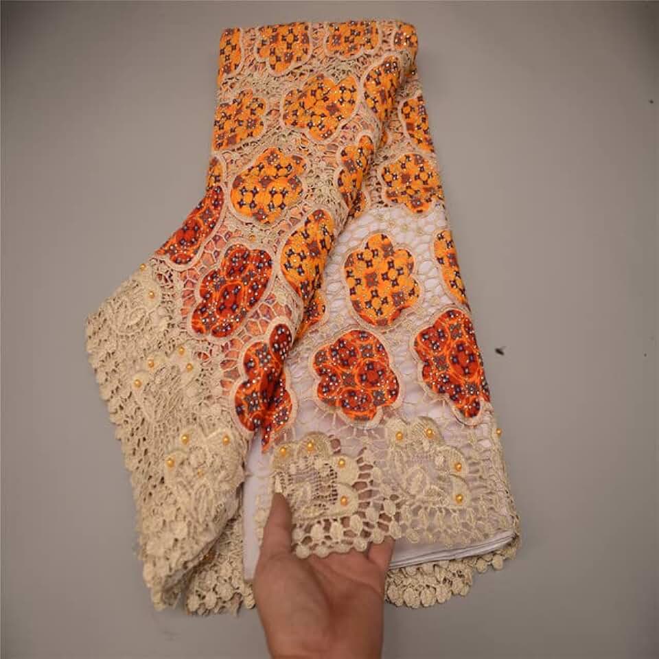 5 Yards Nigeria Mesh Lace Fabric African Handmade Beaded Lace Fabric French Tulle Lace Wedding Dress PS935