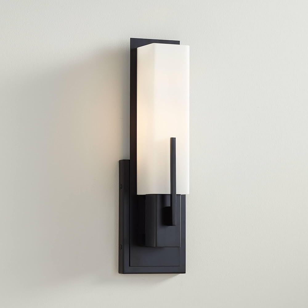 Possini Euro Design Midtown Modern Wall Light Sconce Black Hardwired 4 1/2