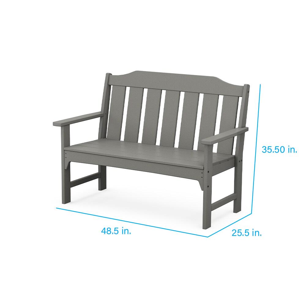 allen + roth by POLYWOOD Oakport 48.5-in W x 35.5-in H Slate Grey Plastic Garden Bench