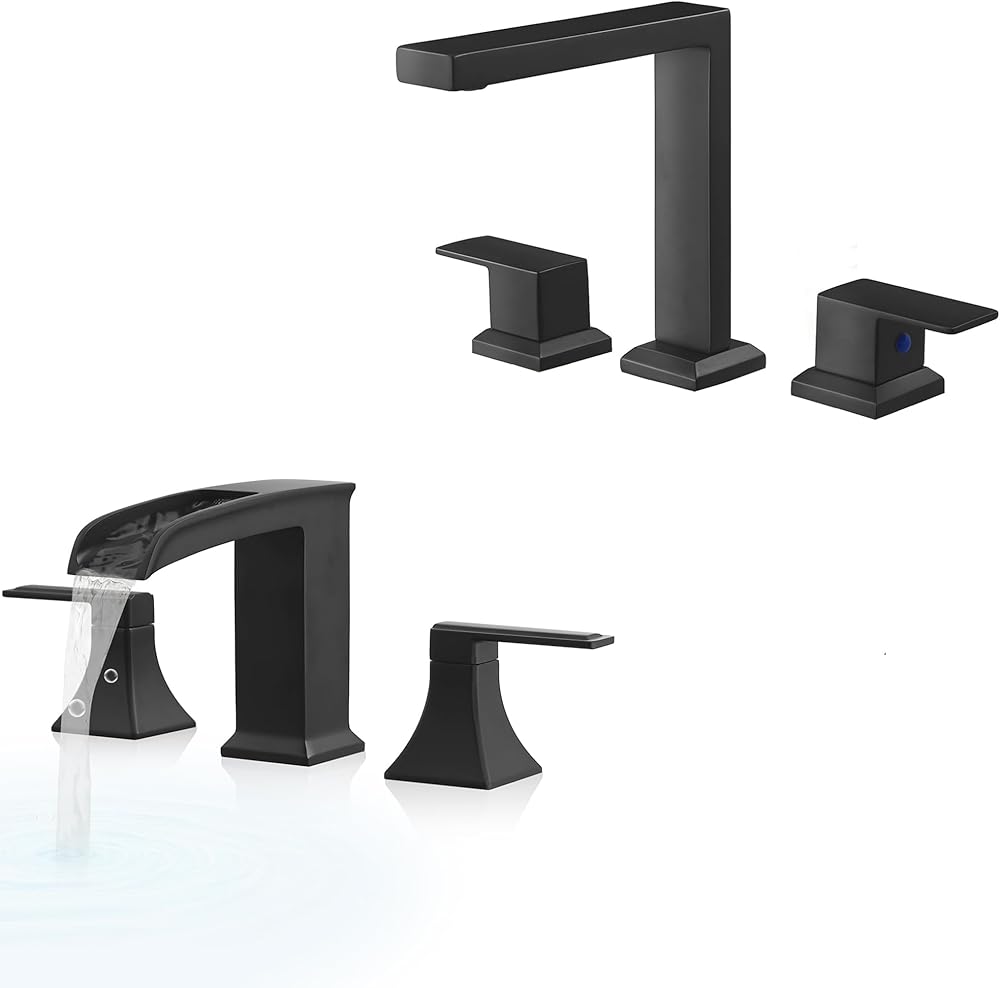 High Flow Roman Bathtub Faucet, Waterfall Bath Tub Faucet Set 3 Hole, Widespread Bathtub Faucets Deck Mount,Pre-installed Water Hose