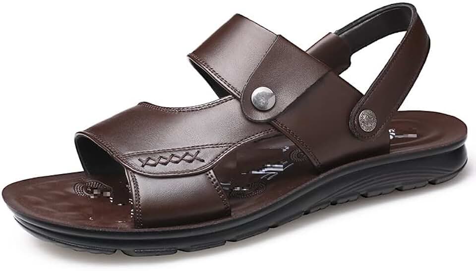 DAVBIR Men's Beach Sandals Casual Leather Beach Sandals Men's Outdoor Soft and Comfortable Summer Shoes Fashionable Comfortable (Color : As Shown, Size : 8.5)