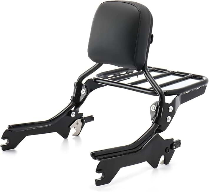 MoKitDora Detachable Softail Backrest Sissy Bar with Luggage Rack for 2018-2024 Harley Fat Boy FLFB FLFBS Breakout FXBR FXBRS, Black