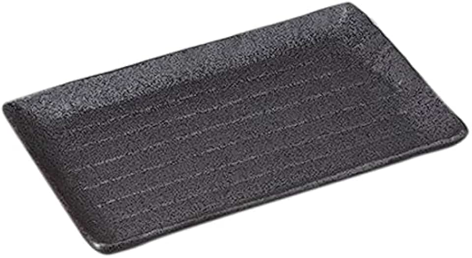 Set of 10 Long Square Plating Plates, Black Crystal New Hot Mackerel, Large, 13.2 x 8.3 x 0.9 inches (33.5 x 21 x 2.3 cm), Restaurant, Commercial Use, Utensil