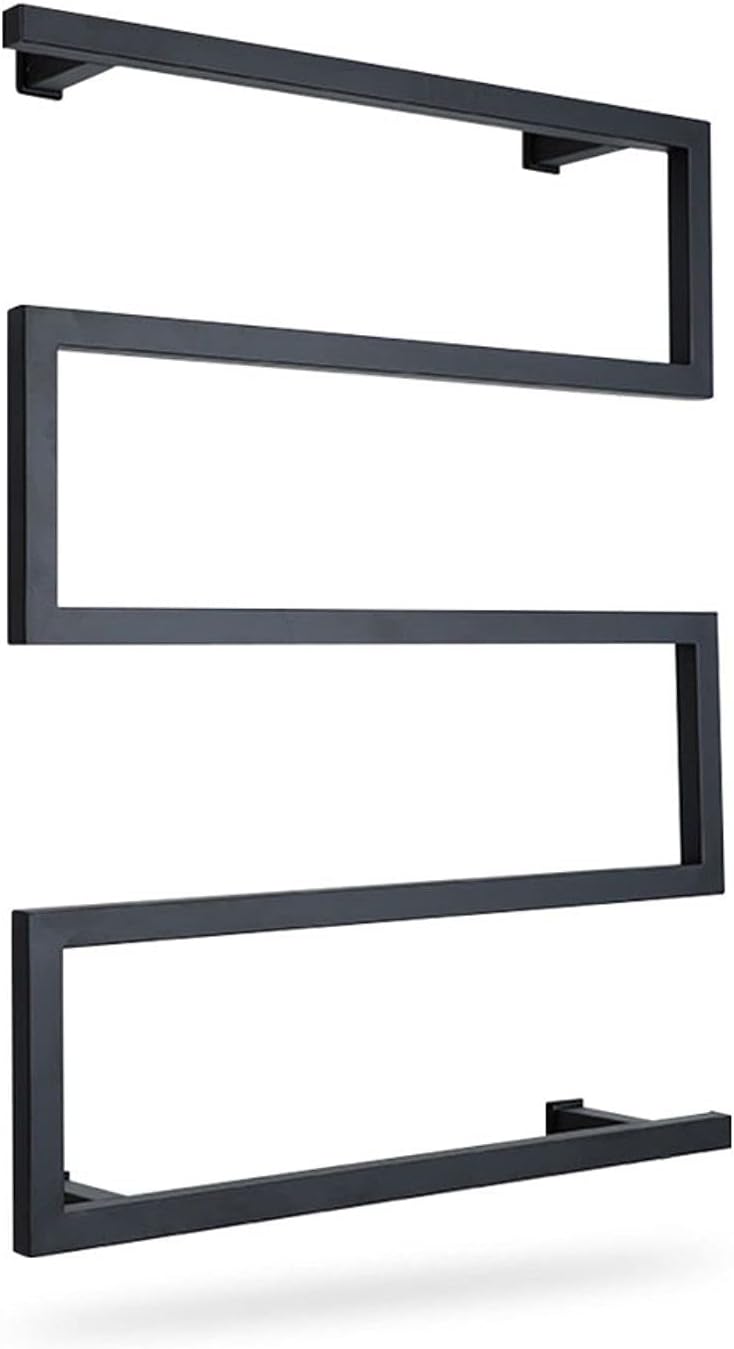 Wall Mounted Electric Towel Warmer, 304 Stainless Hot Towel Warmer for Bath Heated Drying Rack 5 Square Bar 60W (31.5 X 23.6 Inch),Black,Hardwiring