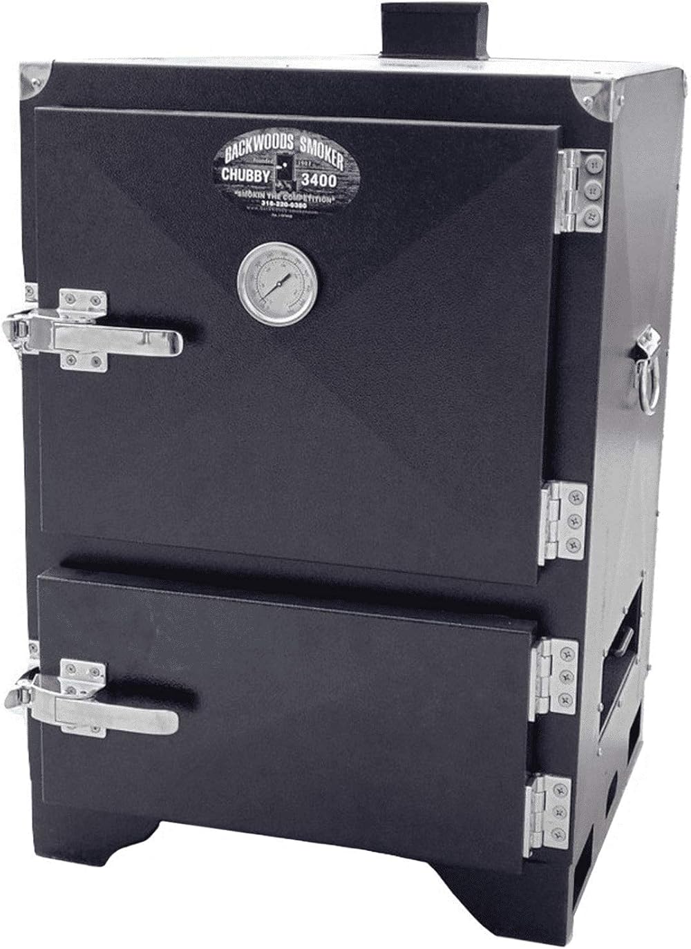 Backwoods Chubby 3400 22.5 x 20 x 31.5 Inch Portable Outdoor Cooking Charcoal BBQ Meat Water Smoker, Black