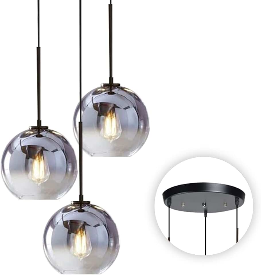 KCO Lighting 3 Pendant Light Fixtures Ceiling Hanging Large Glass Cluster Chandelier Nordic Mercury Glass Pendant Light Modern Cluster Pendant Light Fixture