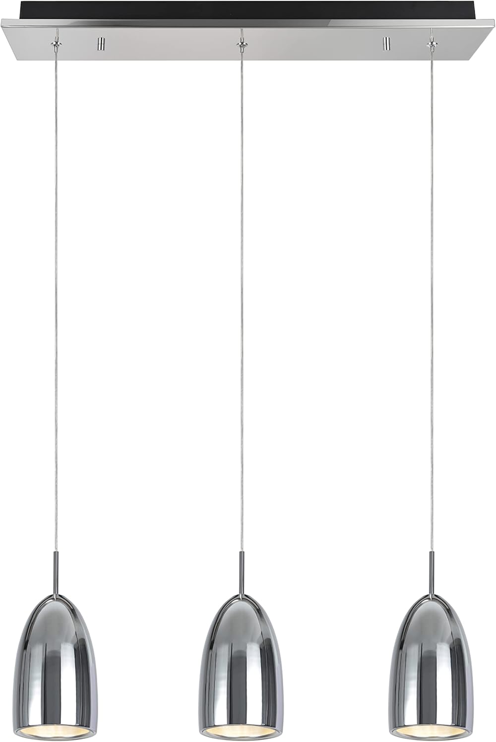 Aspen Creative 61073-1 Adjustable LED 3 Light Hanging Pendant Ceiling Light, Contemporary Design in Chrome Finish, Metal Shade, 22-3/4