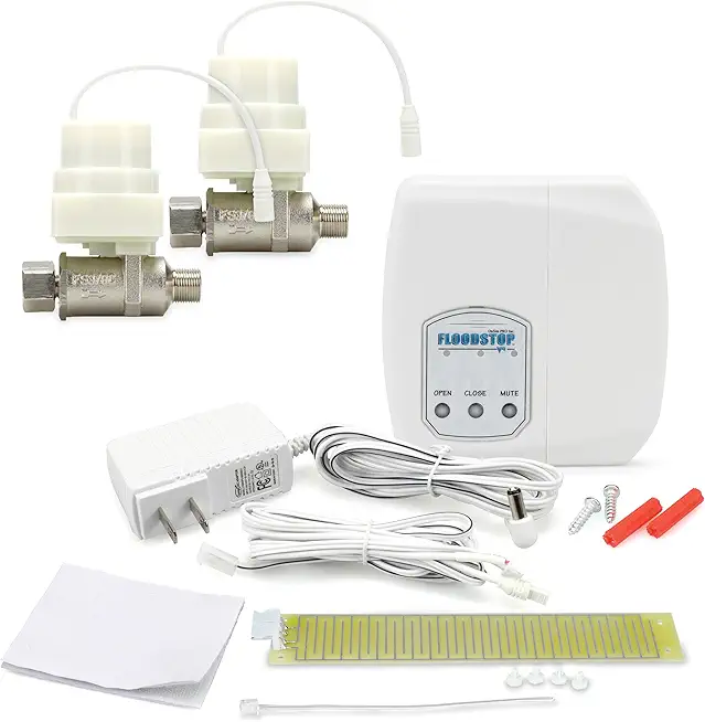 FloodStop Sink Leak Detector Kit with Automatic Water Shut-Off and Visual/Audible Alarms, 3/8