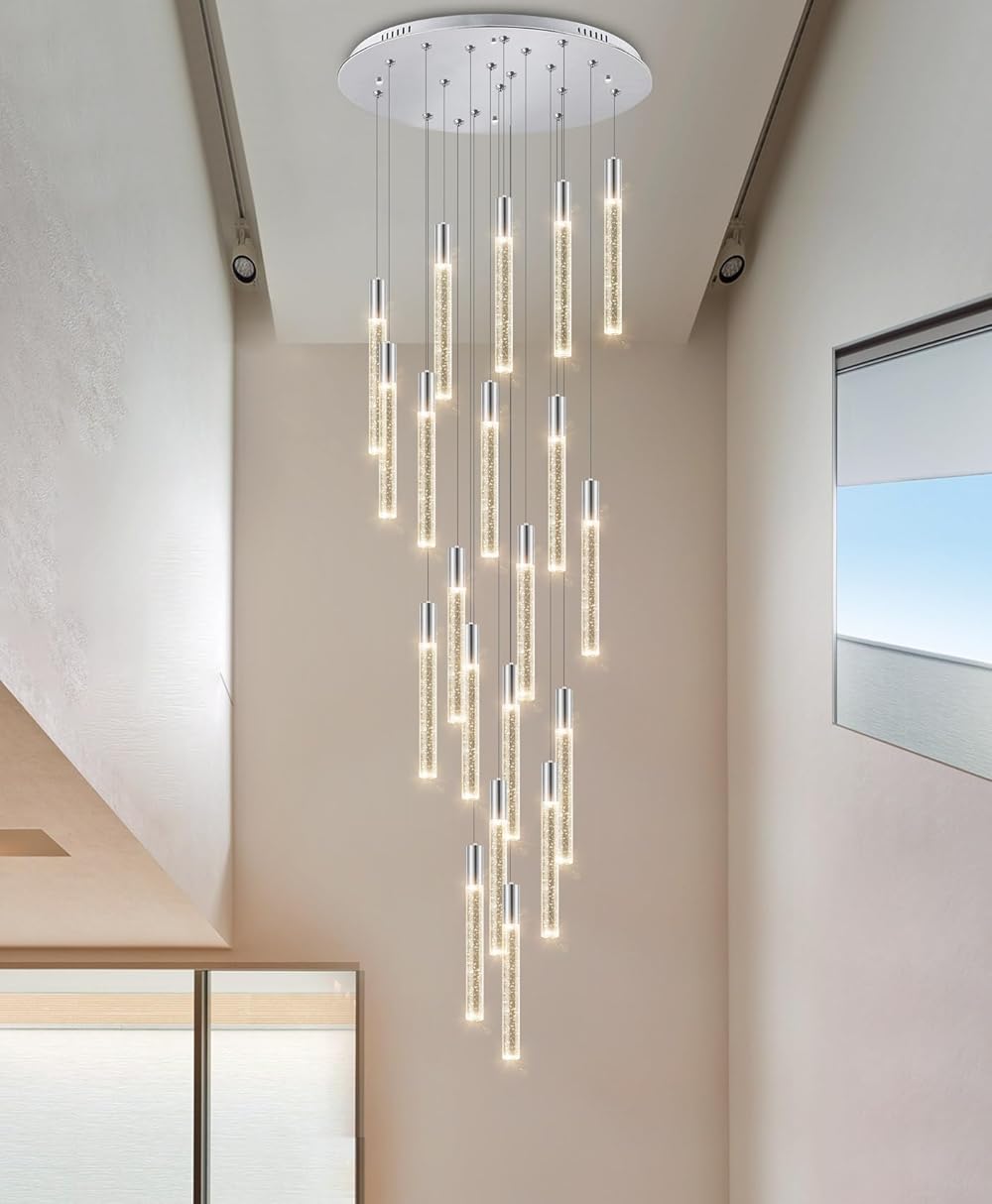 20-Light Modern Crystal Chandeliers Living Room Entryway Sloped Ceiling Lights LED Dimmable Fixture Ceiling Pendant Light 157