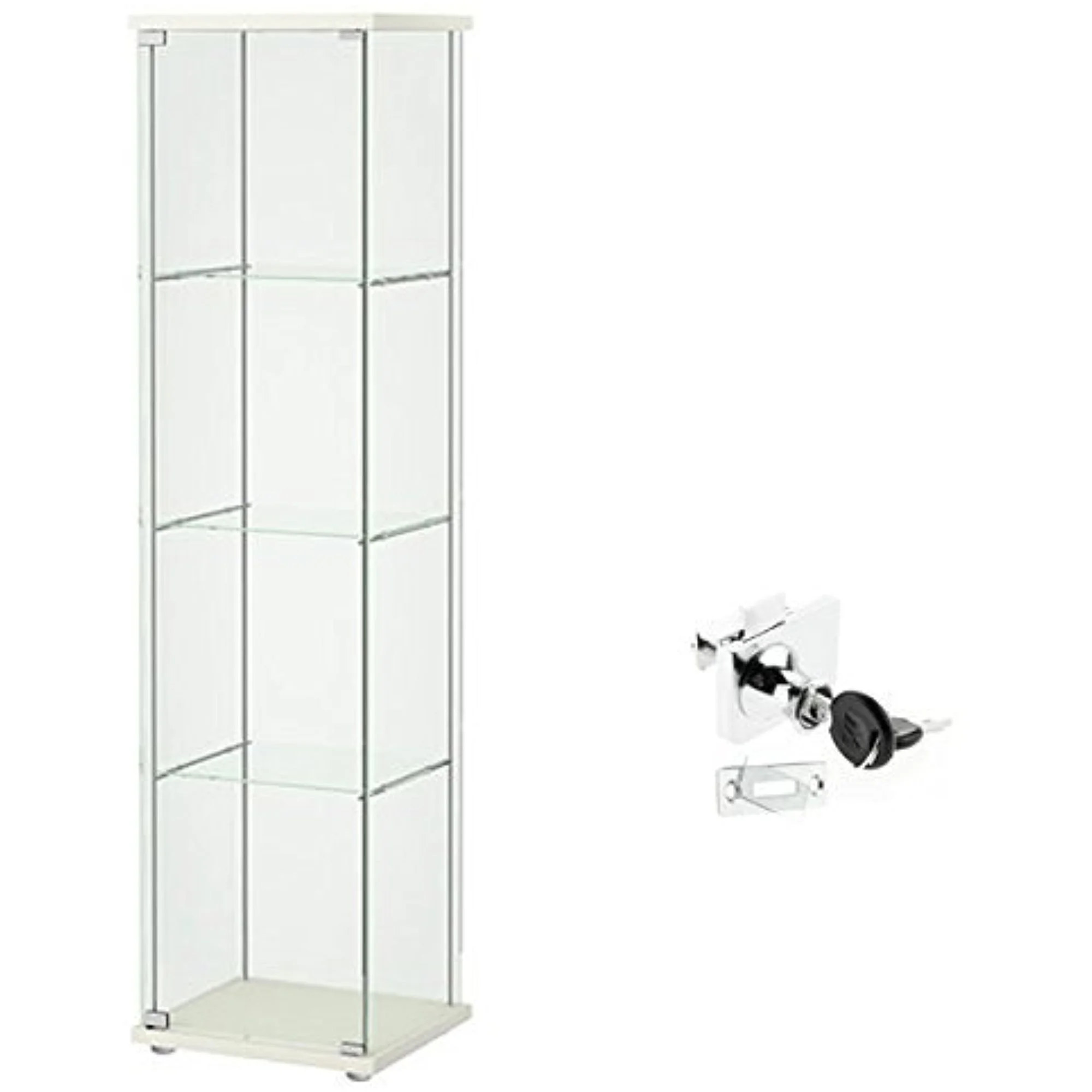 Ikea Detolf Glass Curio Display Cabinet White, Lockable, Lock Is Included 34210.20295.66