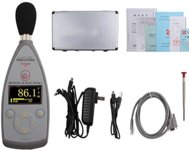 Class 2 Sound Level Meter Integrating Noise Level Meter with Range 20Hz-12.5kHz 30dB(A)-130dB(A) 8000 Groups Data Storage Data Logger and Noise Analysis Software