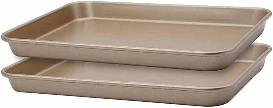 Carbon Steel Baking Trays Set,Non-Stick Cake/Cookie Sheets Bakeware Set of 2,for Cooking Roasting,32.5x23.5x3cm