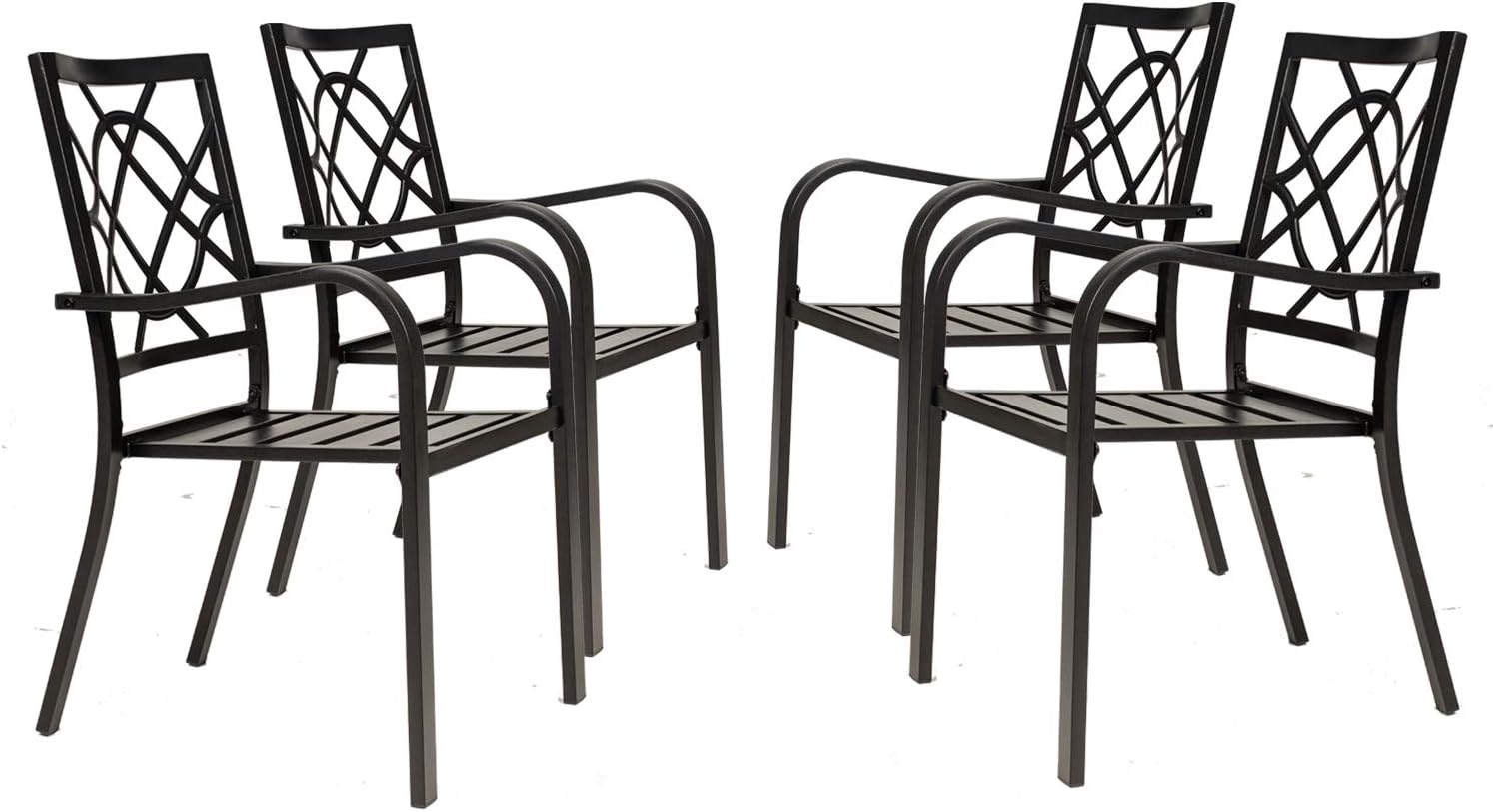 Incbruce 300lbs Patio Chairs Set of 4 Outdoor Dining Chairs, Metal Frame Stackable Patio Dining Chairs