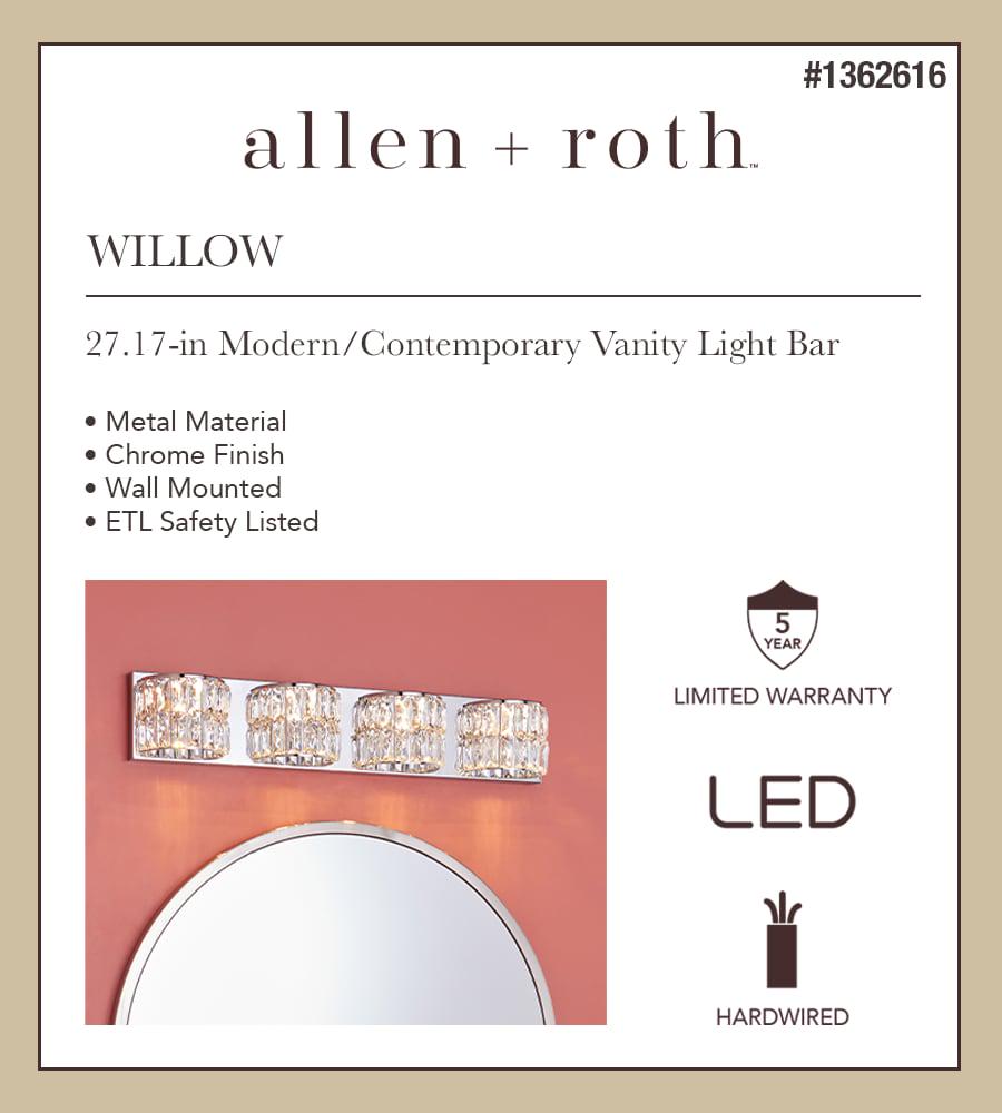 allen + roth Willow 27.17-in 4-Light Chrome LED Modern/Contemporary Vanity Light Bar