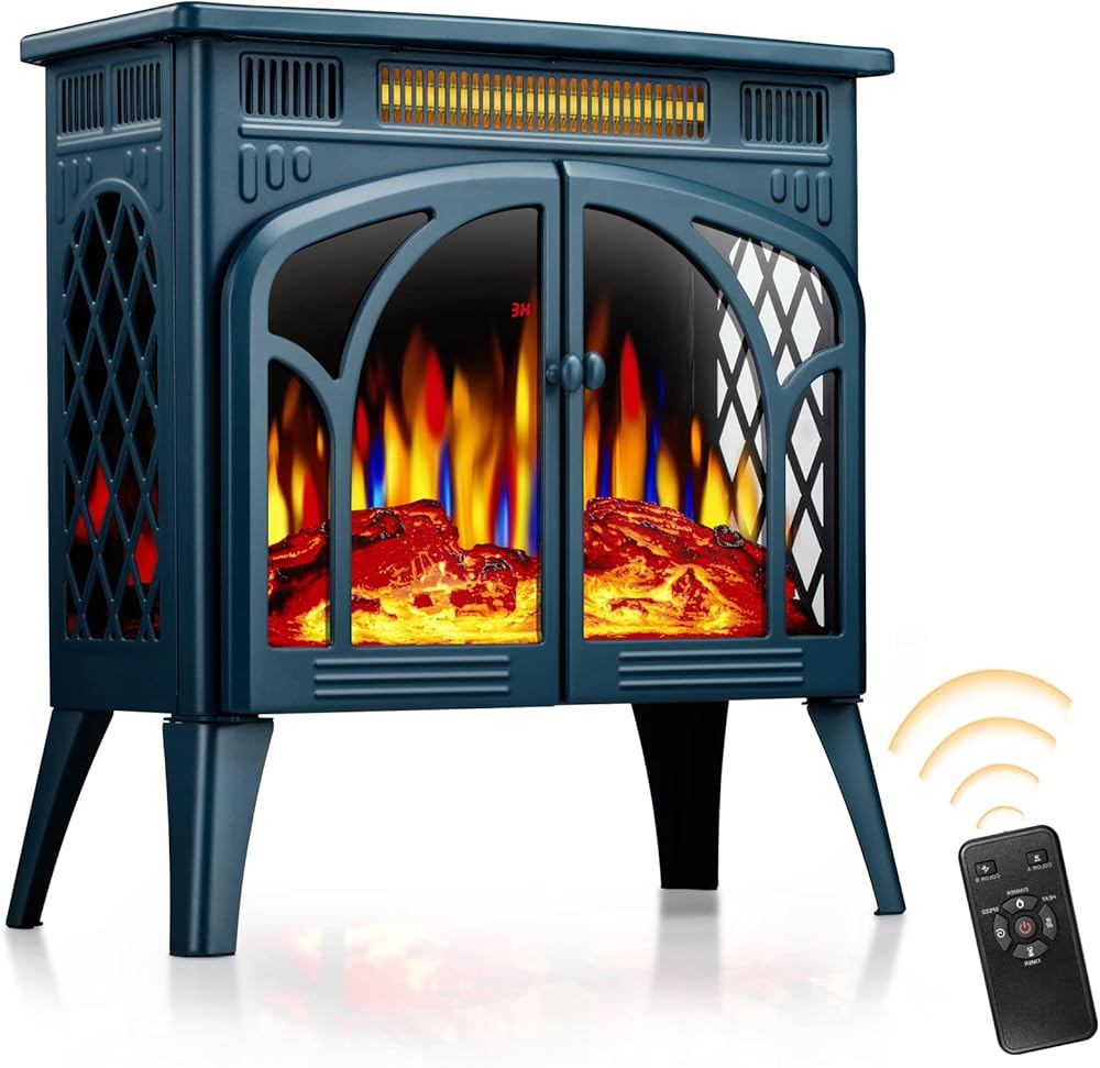 Electric Fireplace Heater Portable Electric Fireplace Heater Indoor,Dark Green