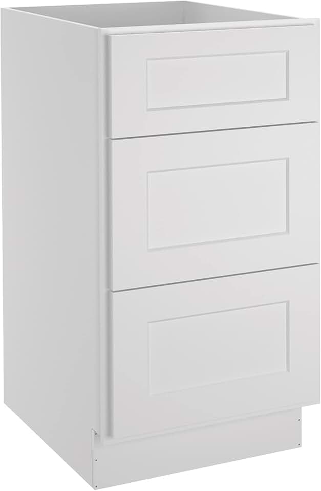 LOVMOR Kitchen Base Cabinets, Drawer Base Cabinet, 3-Drawer,Soft Close Hardware, 24 x 18 x 34.5 inch