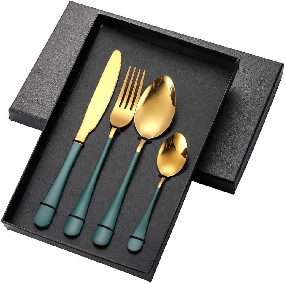Silverware Set 40 Pieces Stainless Steel Color Handle Flatware Set Spoons Forks Knives Set, Tableware Cutlery Dinnerware Utensils Set for Restaurant Hotel Family Gatherings & Daily Service for 10