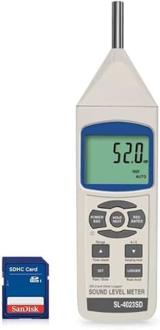 IEC61672 Class 1 Sound Level Meter with Real-Time Data Logging and SD Memory Card Storage. Model: SL-4033SD