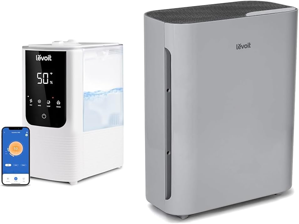 LEVOIT Humidifiers for Bedroom Home, Smart Warm and Cool Mist Air Humidifier for Large Room & Air Purifiers for Home Large Room, HEPA Filter Cleaner with Washable Filter for Allergies