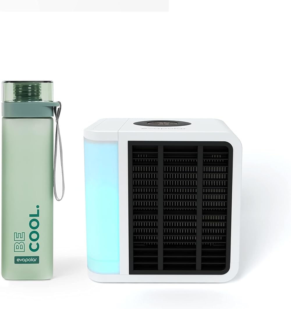 Portable Air Cooler Evalight White and Water Bottle Evabottle
