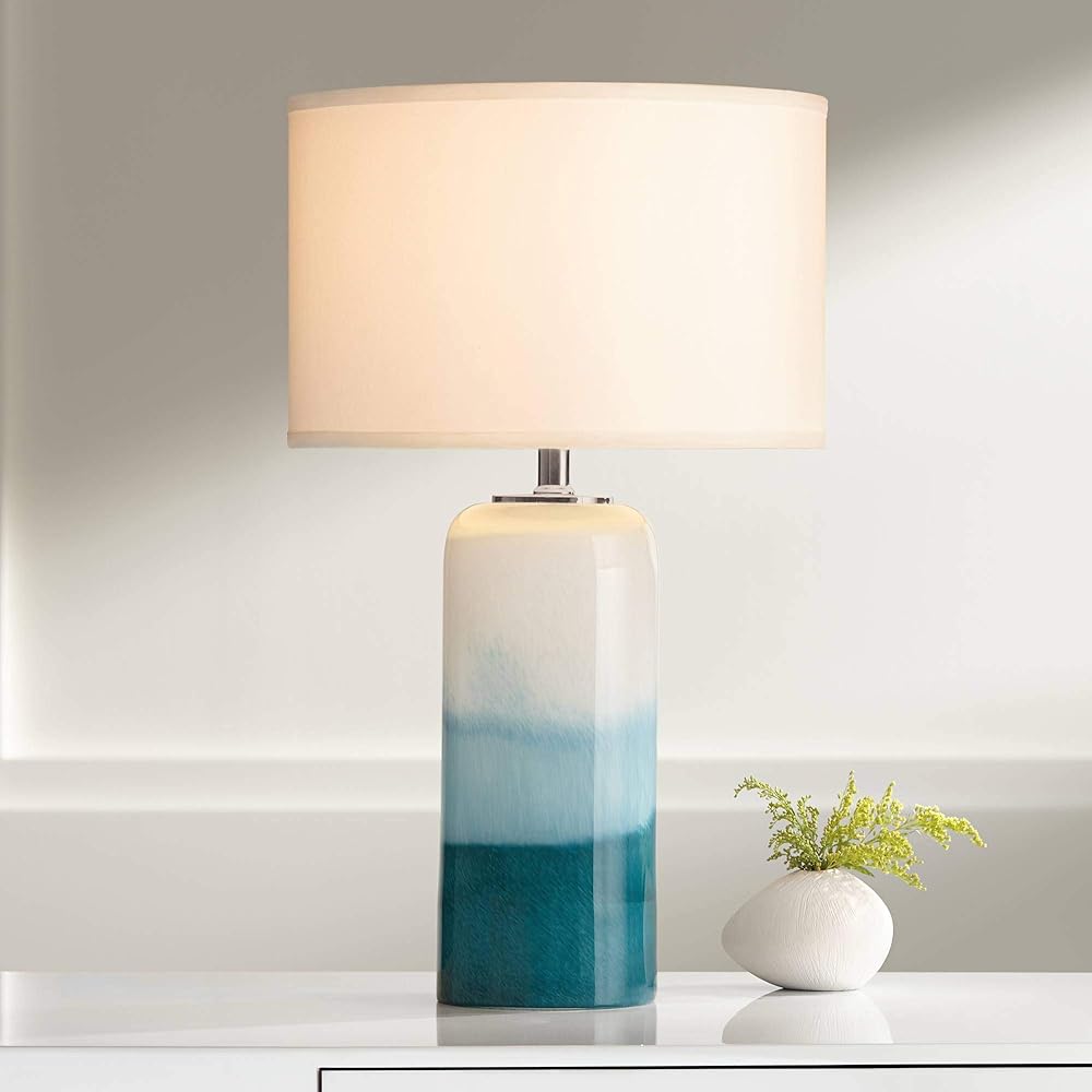 Possini Euro Design Roxanne Modern Coastal Table Lamp with Nightlight LED 25