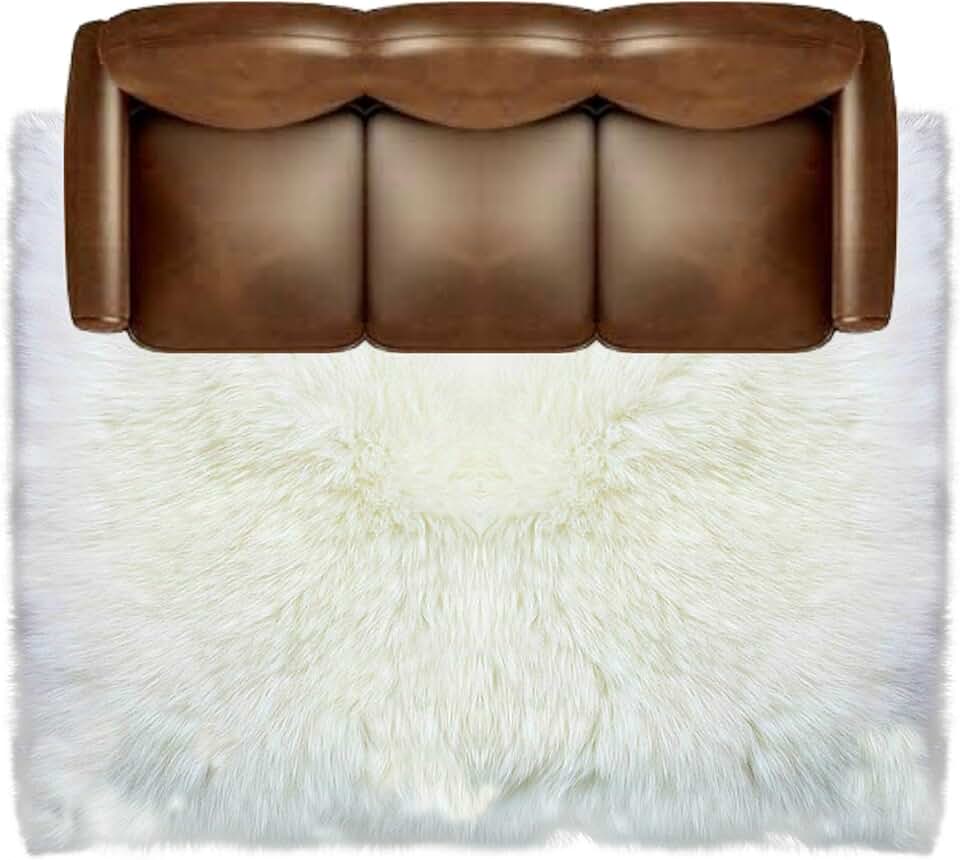 Fur Accents Faux Fur Area Rug, White Shag Carpet, Faux Sheepskin Rug, Large Room Size Rectangle Area Carpet, Soft Flexible Bonded Suede Back 8'x10'