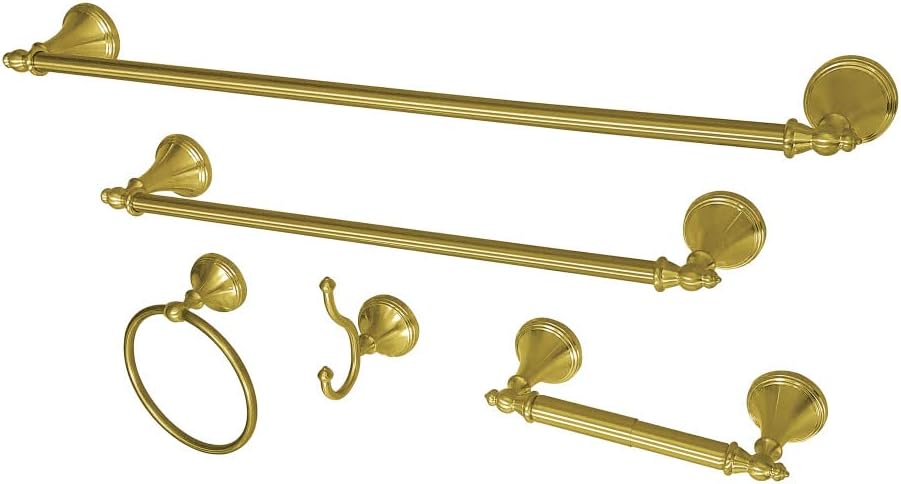Kingston Brass BAHK1612478BB Naples 5-Piece Bathroom Accessory Set, Brushed Brass