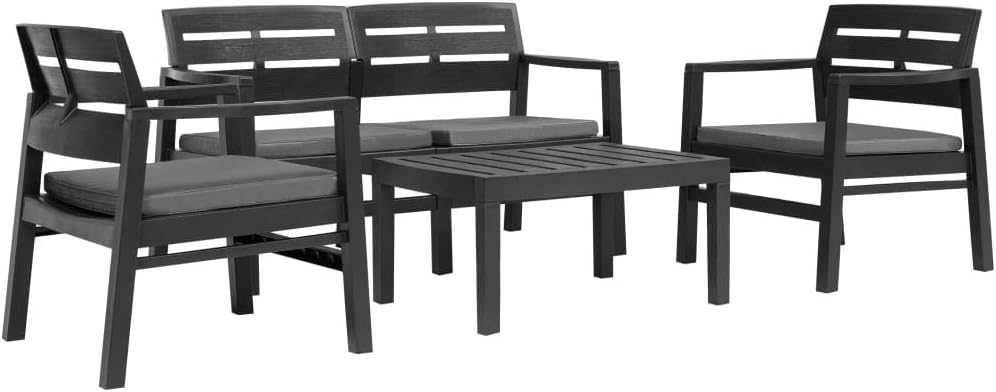 4 Piece Patio Lounge Set,Leisure Outdoor Furniture,Garden Conversation Set,Coffee Table Set,Weather Resistant,Used for Patio, Garden, Lawn, Deck,Poolside, Plastic Anthracite