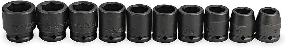 Impact Socket Set, 3/4 In Dr, 10 pc