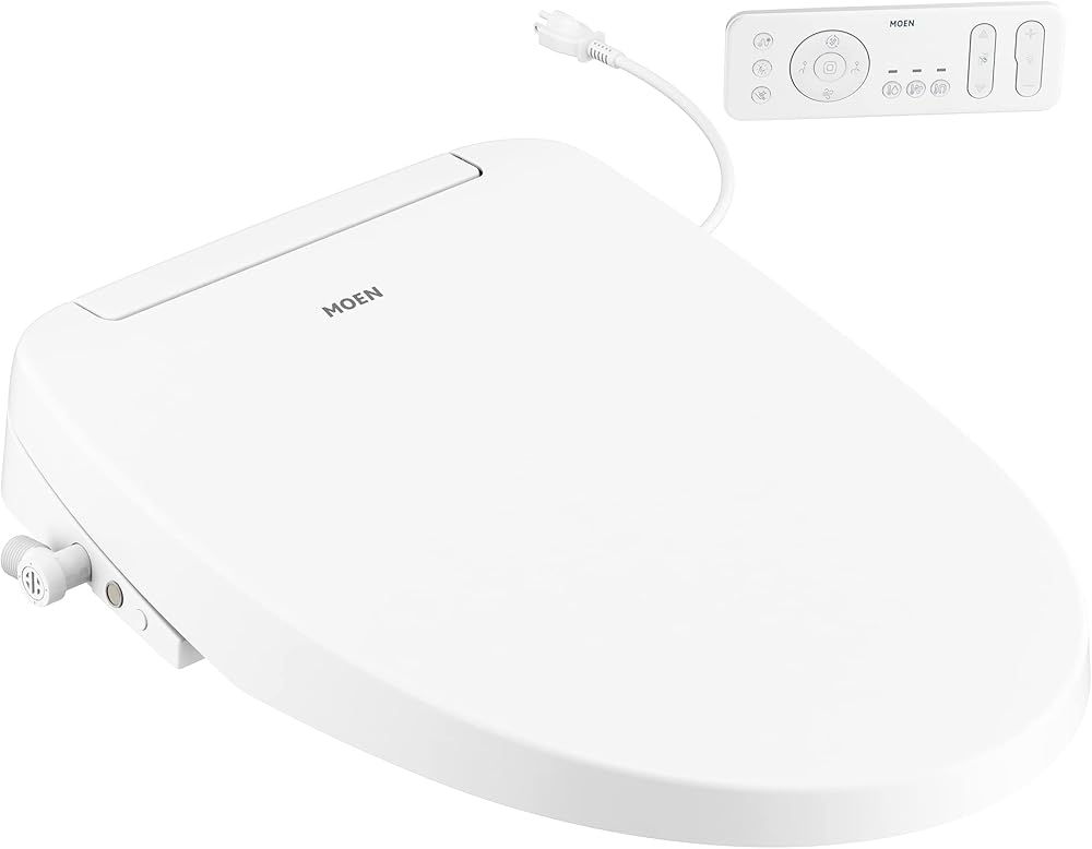 Moen EB1500-E 3-series Electronic Bidet Toilet Seat with Heated Seat and Remote Control - White, Adjustable Temperature and Pressure, Self-cleaning Nozzle, Comfort, Hygienic