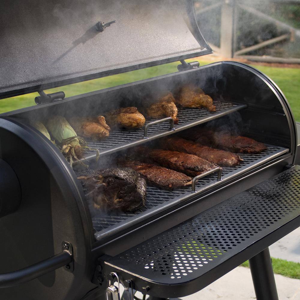 Char-Griller 8250 Grand Champ Charcoal Grill and Offset Smoker in Black