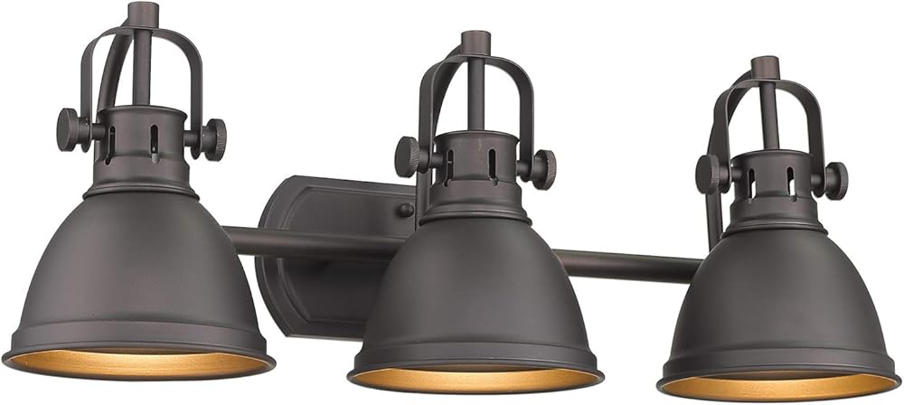 Emliviar 3-Light Vanity Light Fixture, Oil Rubbed Bronze Finish with Metal Shade, 4054 ORB