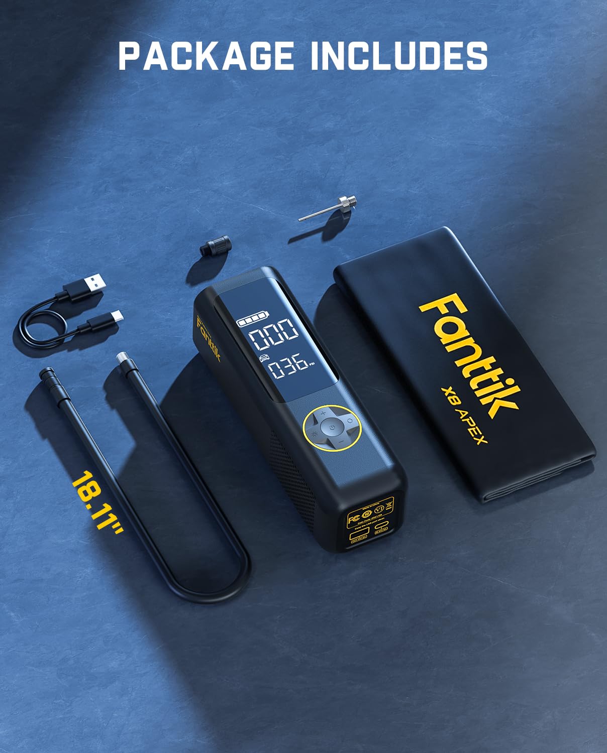 Fanttik X8 APEX Tire Inflator Portable Air Compressor, 2X Faster Inflation, 150PSI Cordless with LCD Dual Screen