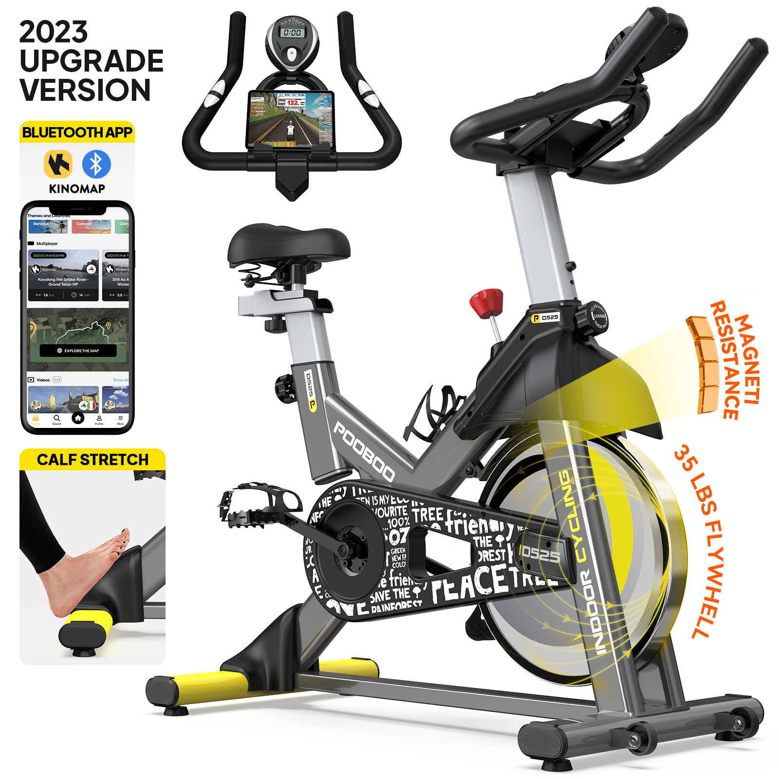 Pooboo Stationary Exercise bike Magnetic Resistance Cycling Bicycle with LCD Monitor for Indoor Cardio Workout  35 Lbs Flywheel Max Weight 330 Lbs