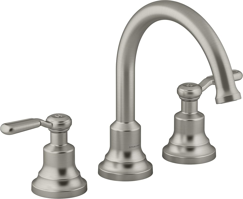 KOHLER Sterling T29364-4-BN Ludington Deck-Mount Bath Faucet, Bathtub Faucet Set with Two Lever Handles, Vibrant Brushed Nickel